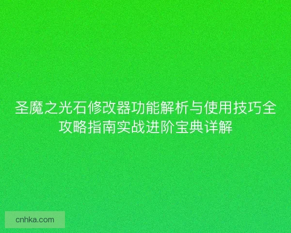 圣魔之光石修改器功能解析与使用技巧全攻略指南实战进阶宝典详解